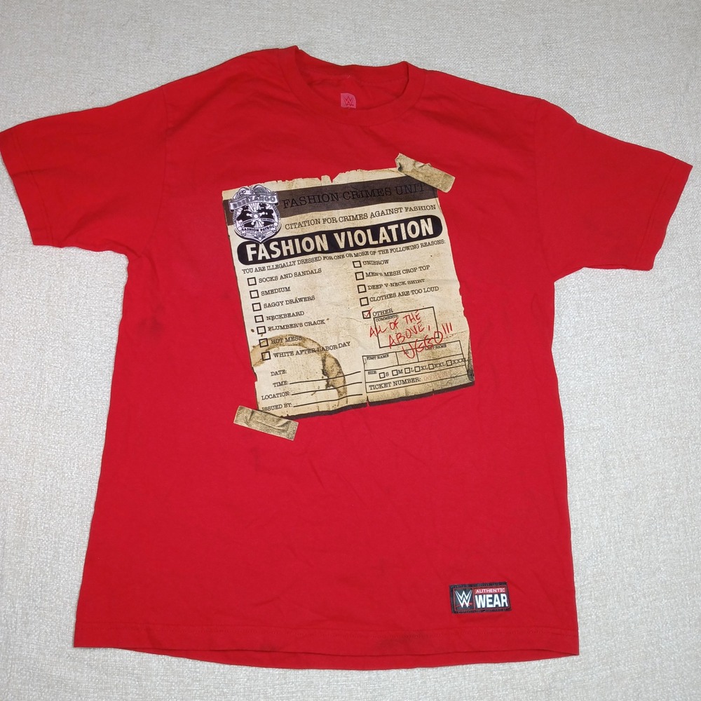WWE Breezango Fashion Crimes Unit T-Shirt Mens Large Red Pro Wrestling Graphic